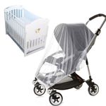 2 PCS Mosquito Net for Cot Crib and Stroller, Breathable Playpen Netting Tent with Drawstring Bag, Fine Mesh for Baby Bed Crib, Bug Cover for Baby Carriers, Car Seats, Cradles One Size