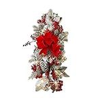 Stairway Swag Trim,Christmas Swag Wreaths for Front Door Holiday Wall Window Hanging Ornament for Home Xmas Decor (red)