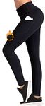 IUGA Fleece Lined Leggings Women Winter Warm High Waisted Fleece Leggings with Pockets Thermal Yoga Pants for Women Black