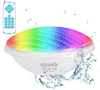 KOLLNIUN Eclairage Piscine LED Lumières Sous-Marines, PAR56 Lampe Piscine Projecteur, LED Submersible Piscine, 40W-RGB Avec Télécommande Pool Light, 12V AC/DC IP68 Lampe de Piscine Etanche