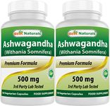 2 Pack - Best Naturals Ashwagandha Capsules for Relaxing Stress and Mood, 500 mg, 120 Count (Total 240 Capsules)