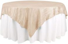 Efavormart 72"X72" Beige Accordion Crinkle Taffeta Table Overlay, Square Tablecloth Topper