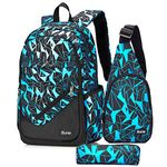 bunie Boys School Bag Children Girls Kids Backpack Primary Secondary School Bags Large Waterproof Backpacks Rucksack for Boys Age 8 9 10 11 12 14 16 (Blue)