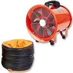 POWERSTAR ELECTRICALS Portable Axial Ventilation Commercial Fume Extractor Blower Fan comes with Free PVC Flexible Duct Hose 5m long & one year Guarantee (10" Inches Fan with Duct)