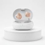 Aika AG-7901 Mini Rechargeable CIC Digital Hearing Aid Sound Amplifier Machine for Old age with Auto Noise Cancellation, Clear Sound and Dry Kit (For Both Ear, Beige)