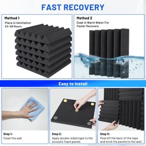 50-Pack Acoustic Foam Panels, 12x12x2 Inch Soundproof Wall Tiles