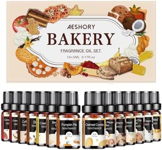 Bakery Essential Oils Set - Fragrance Oil for Diffusers, Candle Making - Pumpkin Pie, Coffee Cake, Oatmeal Cookie, Gingerbread, Cinnamon Apple Aromatherapy Scented Oils (5ml)