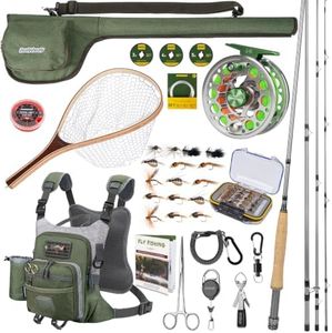 QualyQualy Fly Fishing Combo with Chest Pack, Fly Fishng Net