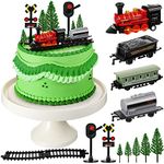 13 Pieces Train Cake Toppers Train Cake Decorations Train Birthday Party Supplies Mini Train Toy Set Train Track Traffic Lights Cake Topper for Birthday Railway Steam Train Theme Party (Cute Style)