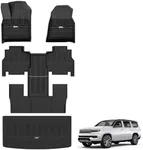 3W Floor Mats&Cargo Liner Fit for Jeep Grand Wagoneer 2022-2024 7 seat (Not Fit for L or 8 Set), All-Weather TPE Floor Liner for 1-3 Rows and Trunk Full Set Car Mats, Black