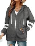 Jhsnjnr Women Long Sleeve Zip-Up Hoodies Jacket Solid Color Sweatshirt Coat with Kangaroo Pockets Deep Grey