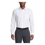 Van Heusen Men's Dress Shirt Regular Fit Poplin Solid, White, 18" Neck 34"-35" Sleeve