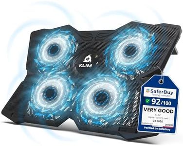 KLIM Wind Laptop Cooling Pad - More Than 500,000 Units Sold - New Version - Powerful Rapid Action Laptop Cooler - Laptop Stand with 4 Cooling Fans - 2 USB Ports - PC Mac PS5 PS4 Xbox One - Diamond