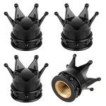 4PCS Crown Tire Stem Caps Car Tire Valve Caps-Black Car Tire Caps Universal Fit for All Cars, SUVs, Trucks, Bikes and Motorcycles