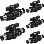 5 Pieces Pneumatic Ball Valve Push to Connect Fittings Ball Valve PVC Air Flow Control Valve Air Fittings Straight Quick Connect Union Air Quick Connect Air Hose Fittings (1/4" x 1/4" OD)