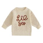 Geagodelia Toddler Baby Girls Oversized Knitted Jumper Winter Knit Sweater Chunky Pullover Long Sleeve Knitwear Top Autumn Sister Matching Clothes (Lil Sis Beige, 6-12 Months)