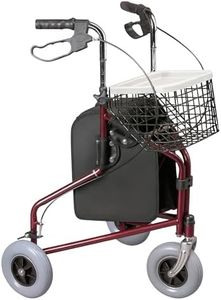 DAYS Folding Three Wheeled Rollator Walker – Compact Mobility Aids with Adjustable Height – Lightweight Steel Frame with Tray, Basket, Carry Bag, Mobility Walkers, Lockable Brakes – Quartz Grey