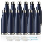 MEWAY 17oz Sport Water Bottle 12 Pack Vacuum Insulated Stainless Steel Sport Water Bottle Leak-Proof Double Wall Cola Shape Water Bottle,Keep Drinks Hot & Cold (Navy,12 Pack)