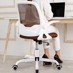 Office Chair, KERDOM Ergonomic Desk Chair, Breathable Mesh Computer Chair, Comfy Swivel Task Chair with Flip-up Armrests and Adjustable Height(Brown)