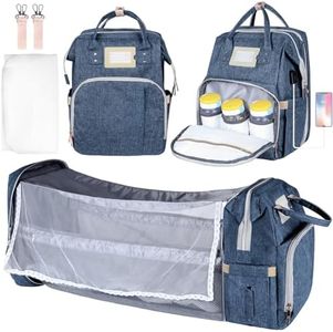 Ohotter Borsa per il Cambio del Bambino, Borsa per Pannolini, Zaino per Pannolini con Fasciatoio Portatile e Lettino Pieghevole, Borsa da Viaggio Multifunzionale Impermeabile per Mamma e Papà, Blu