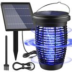 PALONE Solar Bug Zapper Outdoor with Led Light，4500V USB-C Rechargeable 5.5W Solar Panel IPX4 Waterproof Bug Zapper for Garden Camping Outdoor