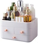 Bingobang Makeup Organiser Storage Drawers, Skincare Cosmetic Organizer Acrylic Large, Tidy for Perfume, jewelery, Brush, Vanity Desk, Dresser, Bedroom, Office, Bathroom (White)