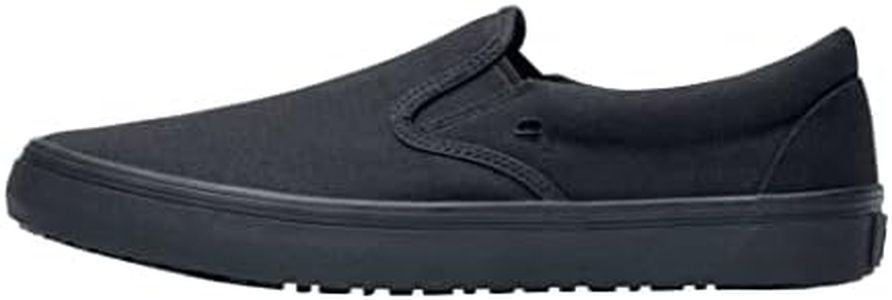Shoes for Crews Merlin, Slip-On,Men's,Women's,Unisex, Slip Resistant Work Shoes, Black, 15.5 Women/14 Men