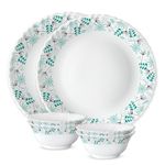 Larah by Borosil Silk Series Stardust Opalware Dinner Set | 6 Pieces for Family of 2 | Microwave & Dishwasher Safe | Bone-Ash Free | Crockery Set for Dining & Gifting | Plates & Bowls | White