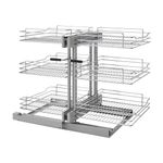 Rev-A-Shelf 3 Tier Pullout Shelf Organizer for Blind Corner Kitchen/Bathroom Cabinets with Soft-Close, 48" Adjustable Shelves, Chrome, 5PSP3-18SC-CR