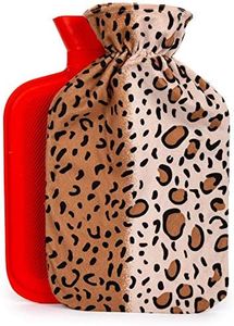 Bodico Cute Cheetah Print Novelty Gift Cozy Hot Water Bottle with Cover, 1.7L, Brown