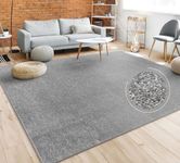 Paco Home Living Room Rug Plain Simple And Modern Short-Pile, Various Sizes and colours, Size:80x150 cm, Colour:Anthracite