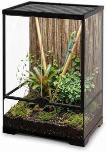 NEPTONION 10 Gallon Professional Glass Terrarium 12"x12"x18" Durable Reptile Habitat Tank with Heat Resistant Aluminum Alloy Frame, Dual Front Swinging Doors for no Jam by Sand and Other Debris