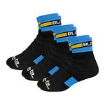 BLITZSOX Men Cotton Blend Hi-Tech Performance Athletic Sports (High-Ankle) Sports Ankle Length Socks (Badminton, Running, Gym & Indoor Training), Pack Of 3 (Size Uk 7-11, Black, Yellow Stripe)