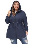 Hanna Nikole Women's Plus Size Rain Jacket Lightweight Hooded Long Rain Coat Waterproof Jacket Ladies Functional Jacket Windbreaker Outdoor Cycling Hiking Coats Navy Blue 28