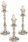 Americana 3 Piece Taper Candle Stick Holder Set, Aluminum, Varied Sizes 9, 7.5, and 6.25 Inches Tall, Home Table Top Decor