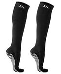 LA Active Graduated Compression Socks with Non-Slip Grips for Safety - 15-20mmHg for Women & Men - Travel, Recovery, Medical (Bright White x2, L/XL)