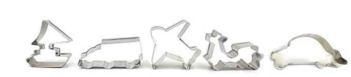 Prime Bakers and Moulders Stainless Steel Mode of Transportation Shape Cookie Cutter Set of 5 Pieces for Cake Decoration Fruit/Food Cutting Clay Craft (Transportation Shapes)