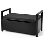 CASART Shoe Bench, Flip-Up 2-In-1 Shoe Cabinet Storage Organiser with Padded Cushion & Side Handles, Home Office Multifunctional Entryway Storage Benches for Shoes Clothes Toys Dolls (Black)