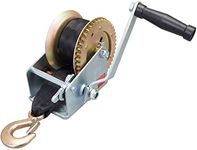 TCE ATRT1161SU Torin 1600lbs Capacity Heavy Duty Manual Hand Crank Winch with 32.8ft Nylon Strap for Boats, Trailers, Trucks, ATVs, Silver