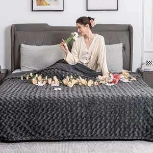 WOOMER Heated Blanket Full Size 77" x 84", Electric Blanket with a Control, 0.5-12 Hours Timer & 10 Heating Levels, ETL Certified, Dark Grey Roses Patterns Faux Fur & Sherpa, Machine Washable