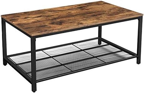 VASAGLE INDESTIC Coffee Table, Living Room Table with Dense Mesh Storage Shelf, Cocktail Table, Easy Assembly, Stable, Industrial Design, Rustic Brown ULCT64X