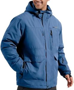 FREE SOLDIER Men's Waterproof Ski Jacket Fleece Lined Warm Winter Snow Coat with Hood Fully Taped Seams(Indigo Blue, XL)