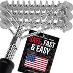 Grill Brush & BBQ Cleaning Scraper - 100% Safe Bristle Free Grill Cleaner - Best Barbecue Brush for Porcelain Propane Electric Infrared Stainless Steel Gas Iron & Weber Grill Grates