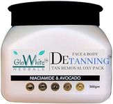 GloWhite Herbals De-Tan Face Pack For Glowing Skin 500g | Instant Tan Removal D-Tan Face Pack | Detan Pack Enriched with Niacinamide | Bleach-Free & Ammonia-Free Advance Formulation | Men & Women, Adults & Teens, Safe For All