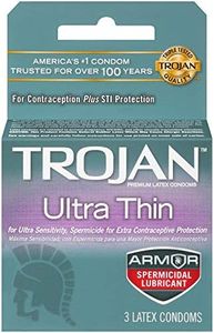 Trojan Condom Sensitivity Ultra Thin Spermicidal, 3 Count