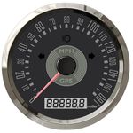 ELING 85mm Classical 0-160MPH GPS Speedometer with Total Mileage 9-32V with Backlight for Auto Car Motorcycle (black+stainless steel)