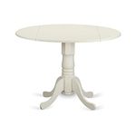 5Pc Dining Set Includes a Round Dinette Table with Drop Leaves and Four Double X Back Microfiber Seat Kitchen Chairs, White Finish