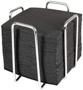 Hostelnovo - Portatovaglioli in acciaio inox con 50 tovaglioli neri da cocktail 10 x 10 cm