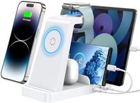 GAUOLN Wireless Charger for iPhone - 5 in 1 Charging Station for Multiple Devices Apple: Fast Wireless Charging Stand Dock for iPhone 16 15 14 13 12 Pro Max Apple Watch Airpods(White)