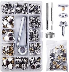 180 PCS Canvas Snap Kit for Boat Cover, Marine Grade Screws Snaps for Boat Canvas, with 3 Pcs Setting Tool - Silver